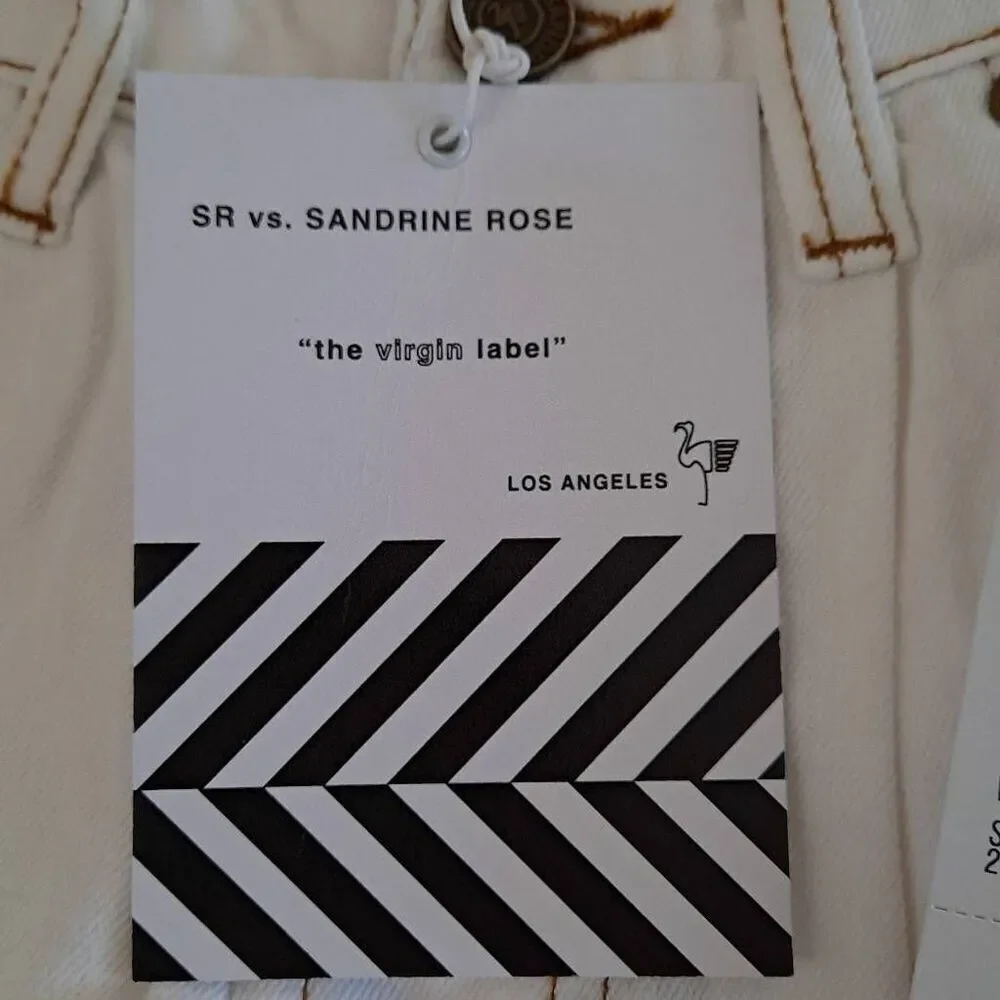 Sandrine Rose Wide Leg Cinch Back Denim Jeans White 24